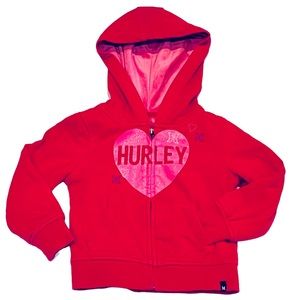 Hurley | Girl’s Magenta Pink Velour Lined Zip Up Hoodie Size 2T